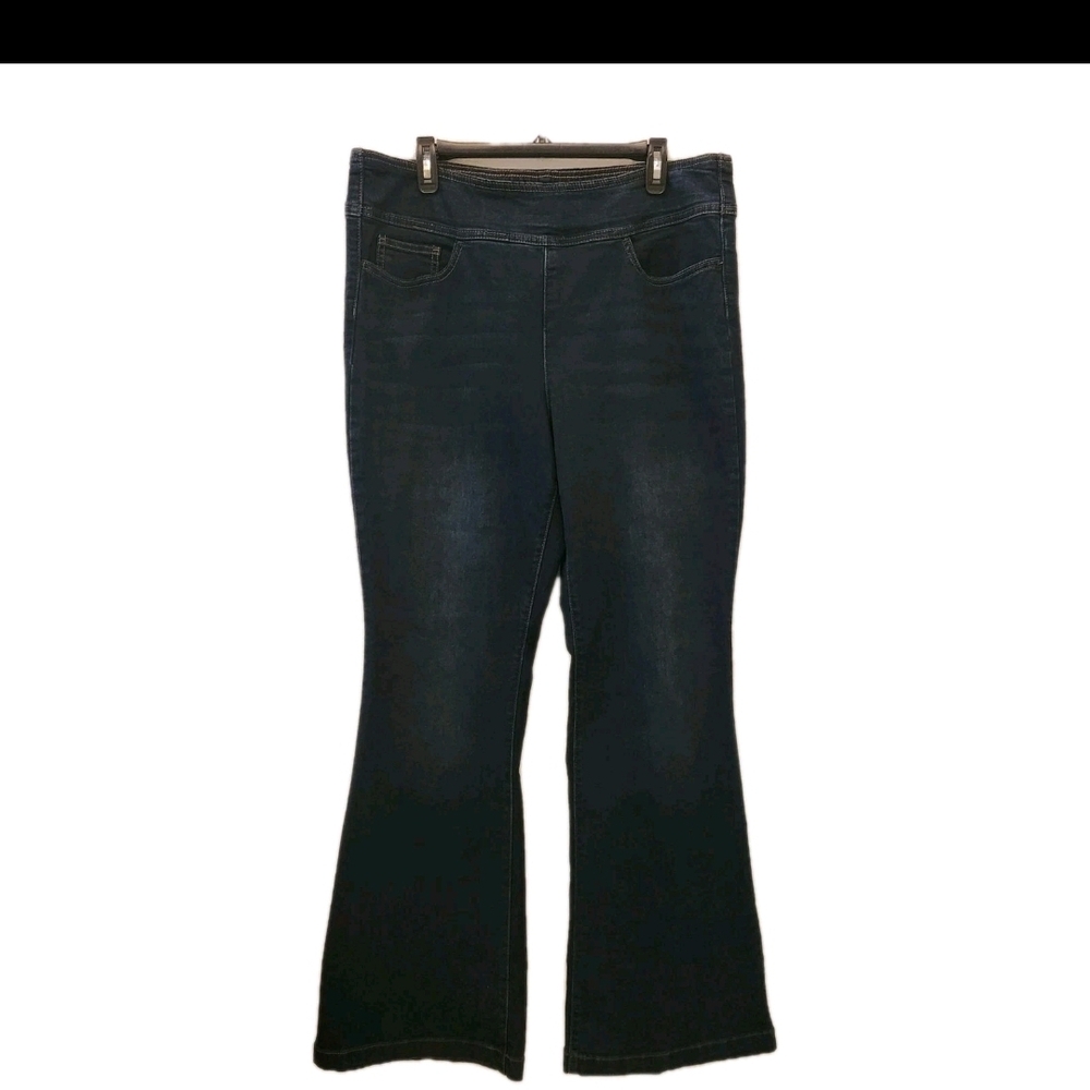 Sofia Vergara Melisa Dark Wash Boho Pull On Flare Jeans Size 18